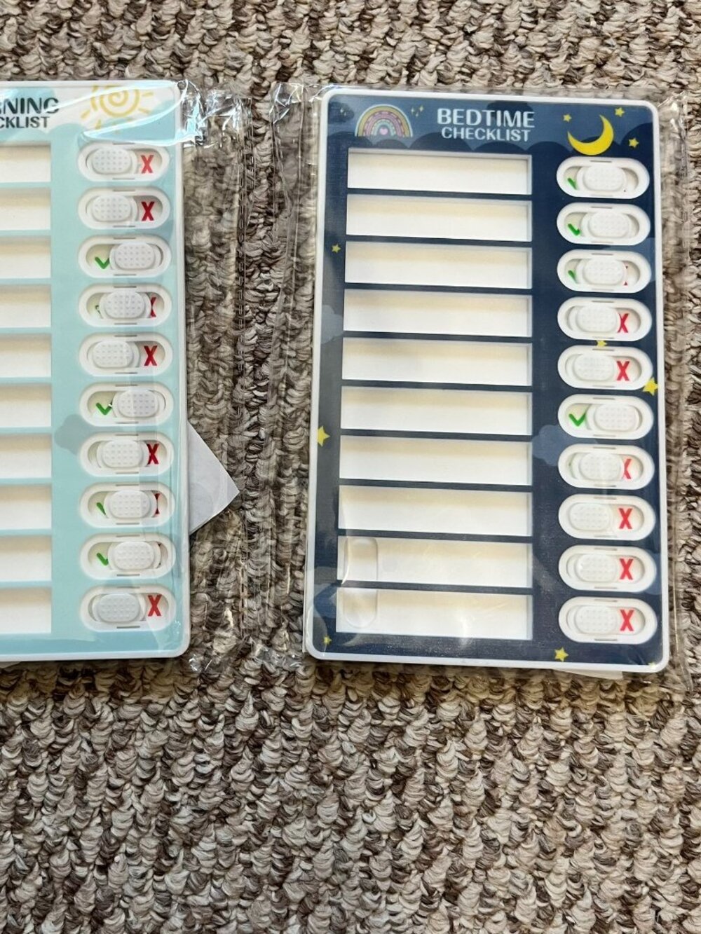 2PCS Magnetic Chore Chart Kids Morning Bedtime Checklist custom sliders